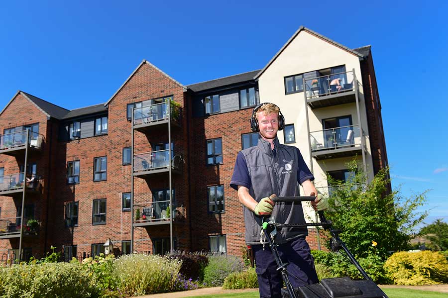 JK Horticulture team on site at Adlington's The Bridges complex at Macclesfield