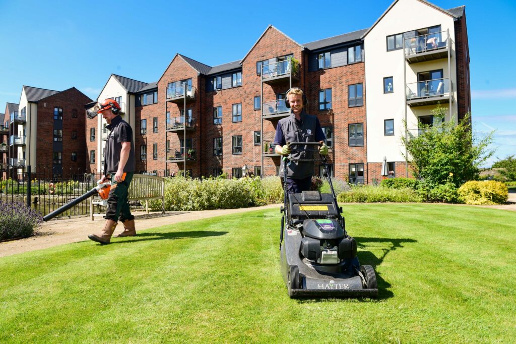 JK Horticulture team on site at Adlington's The Bridges complex at Macclesfield