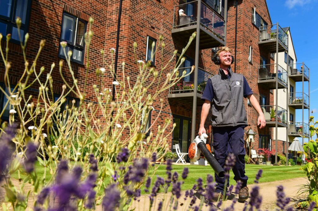 JK Horticulture team on site at Adlington's The Bridges complex at Macclesfield