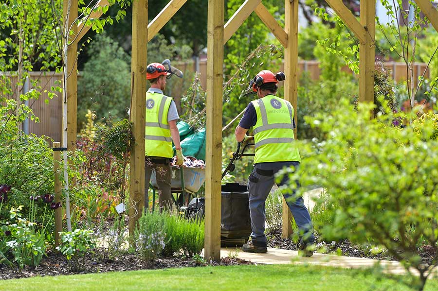 JK Horticulture team on site at Adlington's The Sidings complex at Lytham